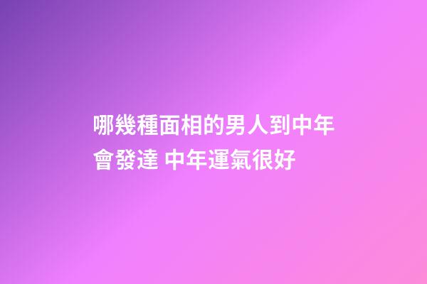 哪幾種面相的男人到中年會發達 中年運氣很好